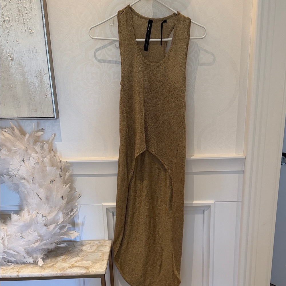 Chic Sleeveless High Low Dress in Tan